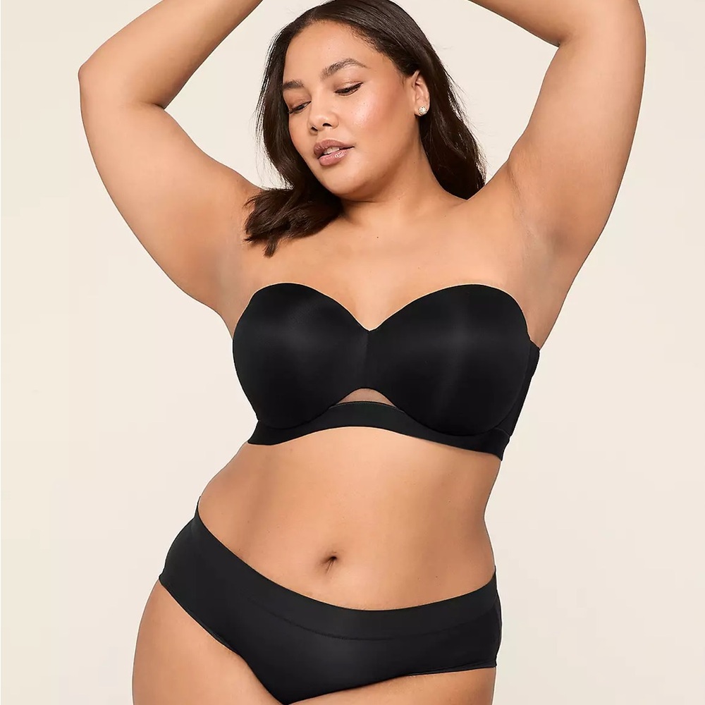 Cacique Black Comfort Bliss Lightly Lined Multi-Way Strapless Bra 42G *NO STRAPS